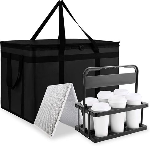 Cooler Insulated Food Delivery Bag & Drink Carrier with Hard Bottom, XXX-Large Pizza Bags for Commercial Food Delivery, Grocery Catering Travel Thermal Frozen Carrier, Cold Warmer Accessories in Saudi Arabia