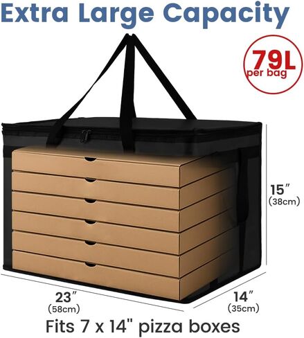 Cooler Insulated Food Delivery Bag & Drink Carrier with Hard Bottom, XXX-Large Pizza Bags for Commercial Food Delivery, Grocery Catering Travel Thermal Frozen Carrier, Cold Warmer Accessories in Saudi Arabia
