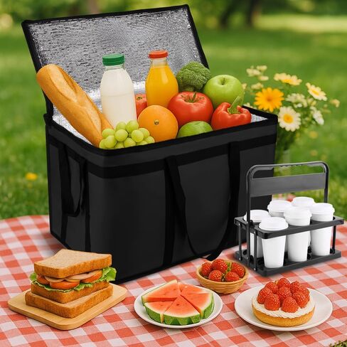 Cooler Insulated Food Delivery Bag & Drink Carrier with Hard Bottom, XXX-Large Pizza Bags for Commercial Food Delivery, Grocery Catering Travel Thermal Frozen Carrier, Cold Warmer Accessories in Saudi Arabia