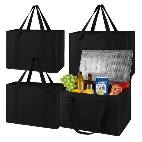 musbus 4-Pack insulated trunk organizer car cooler bag Food Insulated Grocery shopping bags, Black, reusable,zipper,foldable,tote,cold,for adult,for foodland, in Saudi Arabia
