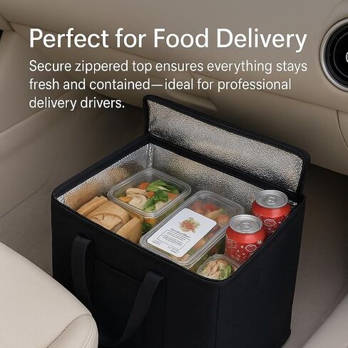 musbus 4-Pack insulated trunk organizer car cooler bag Food Insulated Grocery shopping bags, Black, reusable,zipper,foldable,tote,cold,for adult,for foodland, in Saudi Arabia