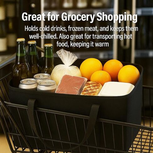 musbus 4-Pack insulated trunk organizer car cooler bag Food Insulated Grocery shopping bags, Black, reusable,zipper,foldable,tote,cold,for adult,for foodland, in Saudi Arabia