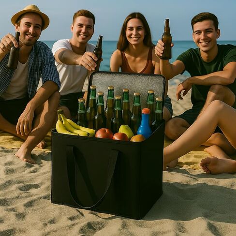 musbus 4-Pack insulated trunk organizer car cooler bag Food Insulated Grocery shopping bags, Black, reusable,zipper,foldable,tote,cold,for adult,for foodland, in Saudi Arabia