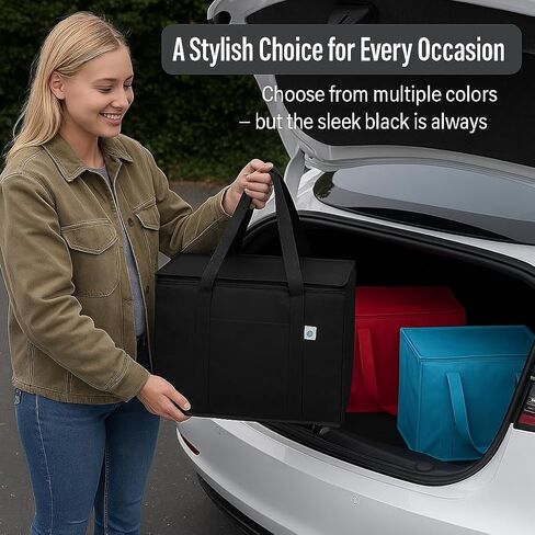 musbus 4-Pack insulated trunk organizer car cooler bag Food Insulated Grocery shopping bags, Black, reusable,zipper,foldable,tote,cold,for adult,for foodland, in Saudi Arabia