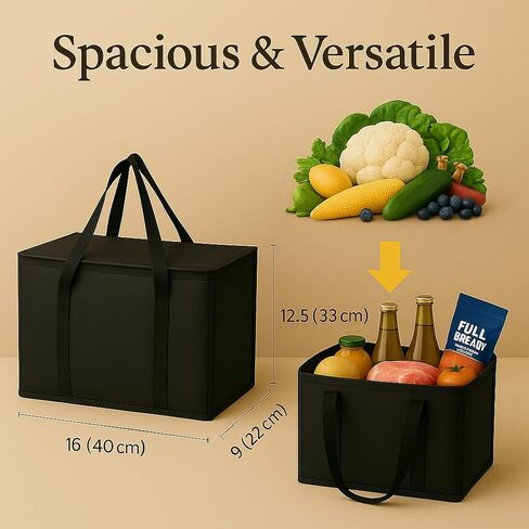 musbus 4-Pack insulated trunk organizer car cooler bag Food Insulated Grocery shopping bags, Black, reusable,zipper,foldable,tote,cold,for adult,for foodland, in Saudi Arabia
