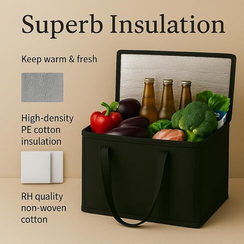 musbus 4-Pack insulated trunk organizer car cooler bag Food Insulated Grocery shopping bags, Black, reusable,zipper,foldable,tote,cold,for adult,for foodland, in Saudi Arabia