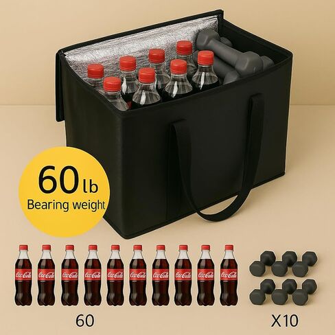 musbus 4-Pack insulated trunk organizer car cooler bag Food Insulated Grocery shopping bags, Black, reusable,zipper,foldable,tote,cold,for adult,for foodland, in Saudi Arabia
