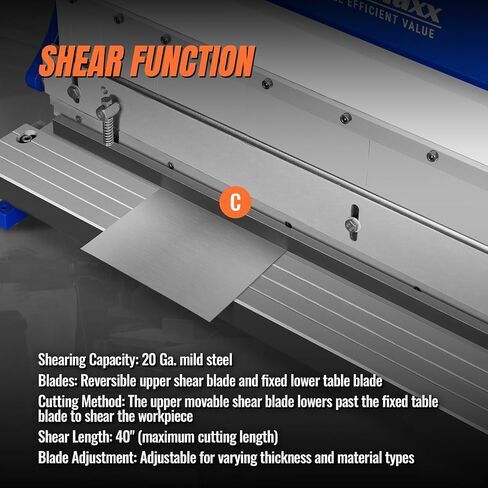40-inch 3-in-1 Pan and Box Brake – Slip Roll, Shear, Bending Machine for Sheet Metal, 20 Gauge Mild Steel, Adjustable Fingers, Heavy Duty, Metalworking, Fabrication, Rolling, Bending, Model MMCB4020 in Kuwait