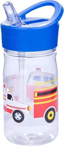 Wildkin Kids 16 oz Reusable Water Bottle for Boys and Girls, Features Straw Top and Carrying Handle, Ideal Size for School or Travel, Easy to Clean - Trains, Planes & Trucks in Kuwait