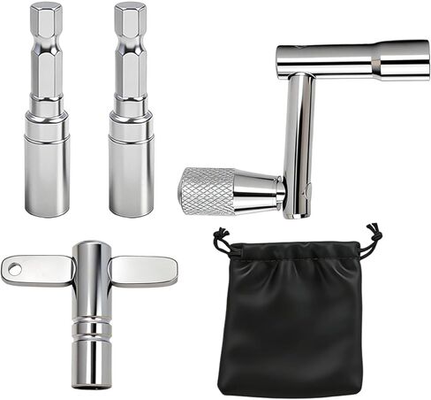 4 Pack Drum Key, Standard Drums Tuner Key with Drill Bit Adapter, Universal Tuning Tool for Alesis Drum Kit and Percussion Accessories, Professional Drummers Tuning Set (Style 1) in Saudi Arabia