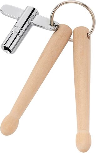 Drum Key Keychain with Mini Drum Sticks | Ultimate 2-in-1 Drummer Gift & Practical Tuning Tool, Professional Natural Wooden Drum Accessories Gifts for Drummers Percussionists (1 Pack) in Kuwait