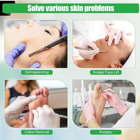 تشتمل مجموعة Geiserailie Dermaplaning Kit الاحترافية على: شفرات Dermaplaning 10R (100 قطعة) مع مقبض مشرط #3، صندوق إزالة شفرات المبضع، ملقط مرقئ، لعلاجات العناية بالبشرة in Kuwait