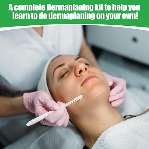 تشتمل مجموعة Geiserailie Dermaplaning Kit الاحترافية على: شفرات Dermaplaning 10R (100 قطعة) مع مقبض مشرط #3، صندوق إزالة شفرات المبضع، ملقط مرقئ، لعلاجات العناية بالبشرة in Kuwait