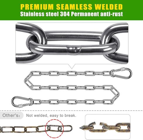 SELEWARE Heavy Duty Stainless Steel Punching Bag Chain, 1000LB Heavy Bag Hanging Chain with Carabiners, Extension Chain for Boxing Bags, Hammocks, Swings, Yoga Trapeze & Hanging Chairs in Kuwait