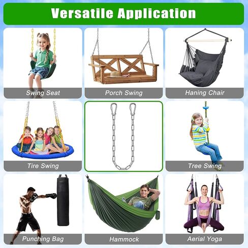 SELEWARE Heavy Duty Stainless Steel Punching Bag Chain, 1000LB Heavy Bag Hanging Chain with Carabiners, Extension Chain for Boxing Bags, Hammocks, Swings, Yoga Trapeze & Hanging Chairs in Kuwait