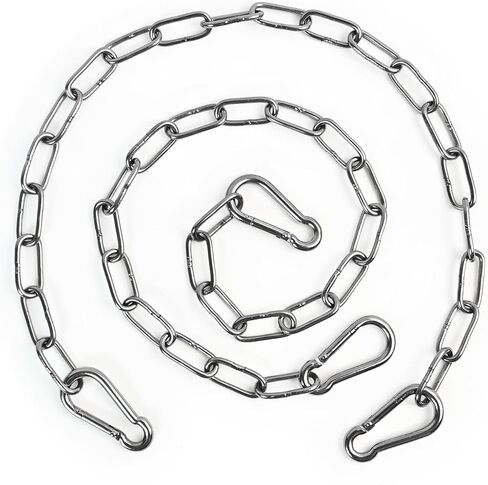 2 Pack Duty Stainless Steel Chain with 4 Carabiners,25in 550LB Hanging Swing Chain for Punching Bags, Swing Chairs,Hammocks, Indoor & Outdoor Fence in Kuwait