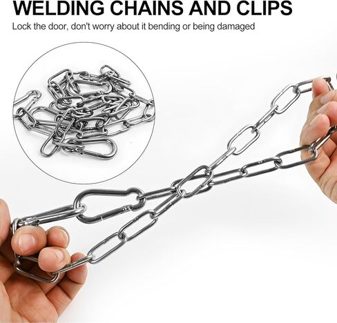 2 Pack Duty Stainless Steel Chain with 4 Carabiners,25in 550LB Hanging Swing Chain for Punching Bags, Swing Chairs,Hammocks, Indoor & Outdoor Fence in Kuwait