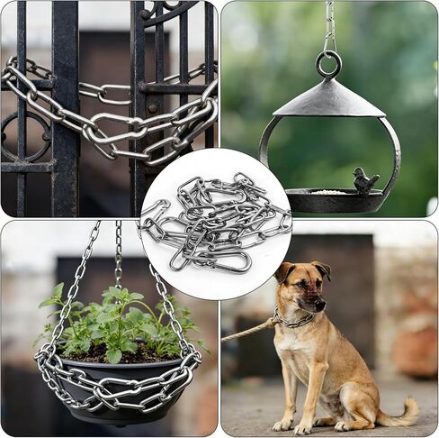 2 Pack Duty Stainless Steel Chain with 4 Carabiners,25in 550LB Hanging Swing Chain for Punching Bags, Swing Chairs,Hammocks, Indoor & Outdoor Fence in Kuwait