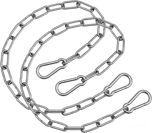 2-Pack Heavy Duty Stainless Steel Chain, 20 Inch Stainless Steel Swing Chain with 2 Carabiners, Security Chain Suitable for Boxing Punching Bag, Porch Swing Hammock Chair Hanging in Kuwait