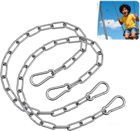 2-Pack Heavy Duty Stainless Steel Chain, 20 Inch Stainless Steel Swing Chain with 2 Carabiners, Security Chain Suitable for Boxing Punching Bag, Porch Swing Hammock Chair Hanging in Kuwait