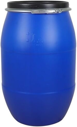Blue Plastic Storage Barrel with Lid, Airtight Food Grade Water Container, Durable Industrial Shipping Drum for Overseas Transport, Secure Latch Design One Color Large in Saudi Arabia