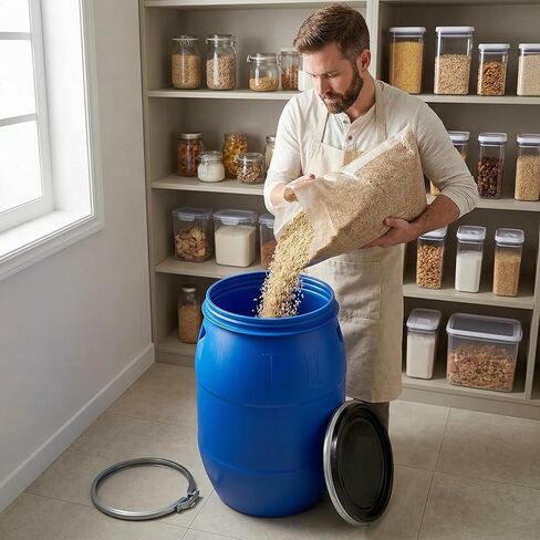 30l Food Grade Plastic Barrel with Lid - Thickened Multifunctional Water Storage Drum for Home, Restaurant, and Factory Use - Durable Shipping Container in Saudi Arabia