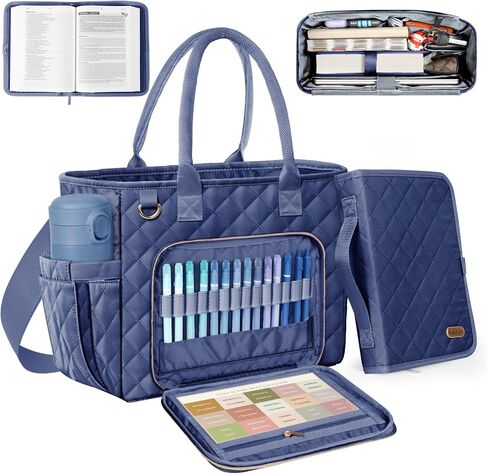 حقيبة كبيرة من الكتاب المقدس مع حالة غلاف الكتاب المقدس للنساء ، حقيبة الكنيسة مع حزام الكتف ، غطاء الكتاب المقدس مبطن لإمدادات دراسة الكتاب المقدس ، هدية مسيحية للنساء ، البحرية in Kuwait