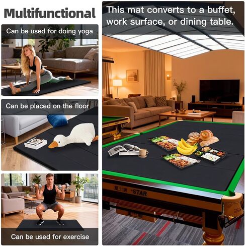 طاولة بلياردو بطول 8 أقدام - جزء علوي قابل للطي يتحول إلى طاولة طعام وطاولة ألعاب، غطاء طاولة بلياردو مع جلد مقاوم للماء (أسود) in Kuwait