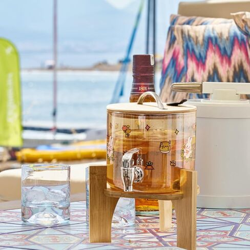 Cabilock Bamboo and Wood Beverage Dispenser Stand Round Base 6.89 Inch Drink Dispenser Holder for Water Jug Suitable for Home Parties Catering Events in Saudi Arabia