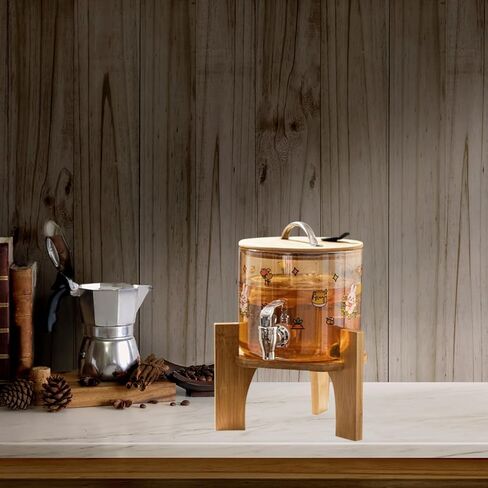 Cabilock Bamboo and Wood Beverage Dispenser Stand Round Base 6.89 Inch Drink Dispenser Holder for Water Jug Suitable for Home Parties Catering Events in Saudi Arabia