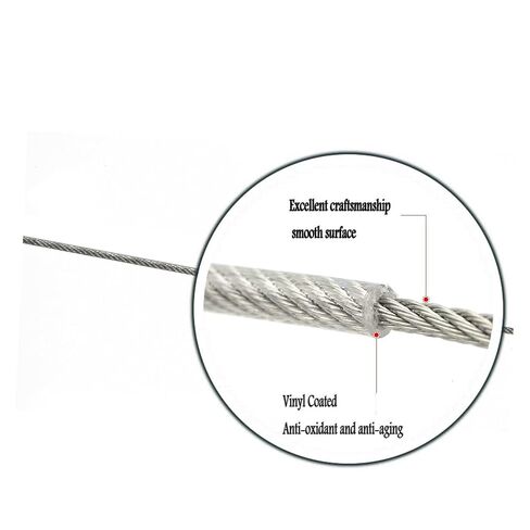 304 Stainless Steel Wire Cable Vinyl Coated, Outdoor Light Guide Wire, Suitable 1/16 Inch Overmolded to 3/32 Inch 200FT in Kuwait