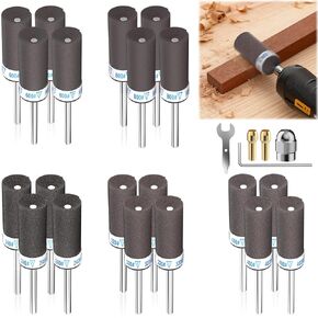 طقم طبول سنفرة مكون من 25 قطعة مع ظرف مثقاب، 240/320/400/600/800 حصى عصا ورق الصنفرة مع ساق 1/8 بوصة لأداة دريميل الدوارة لإزالة الصدأ المعدني/طحن الحجر/تلميع اليشم in Kuwait