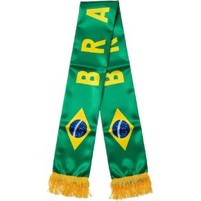 Brazil Soccer Scarf Brazilian Flag Satin Fan Scarf Green Yellow 5.5 x 53 Inch (14 x 135 cm) BRASIL Football Supporter Accessory Stadium Game Day Tailgate Watch Party Brazil Fan Gear in Kuwait