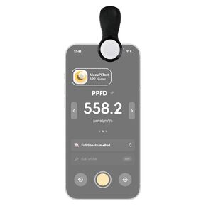 مشبك مقياس الضوء PAR (PPFD) لمصابيح LED المتنامية - ناشر دقيق مع تطبيق iPhone مخصص (MoeuPLTest)، طيف كامل + 660 نانومتر متضمن مجانًا in Kuwait
