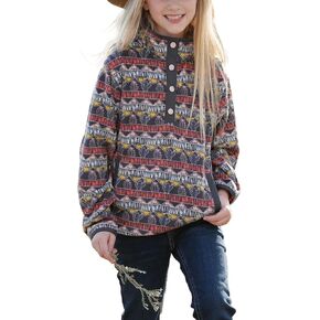 Girl's Cactus Striped Printed Fleece Pullover CWK8250005 in Saudi Arabia