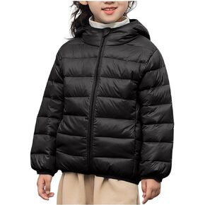 Kids Lightweight Puffer Jacket Girls Packable Hooded Down Coat Zip Up Warm Windproof Winter Jacket Ski Outwear 4-13Y in Kuwait