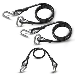 WAVESRX Trailer Safety Cables 3-Pack - Self-Coiling Safety Chain Replacement for Boat, PWC & Utility Trailer Towing - Corrosion-Resistant Stainless Steel Quick-Connect Snap Hooks with Safety Latches in Kuwait