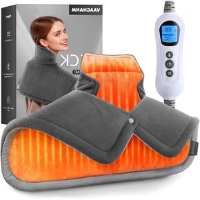 وسادة التدفئة VAAGHANM: وسادة حرارية كهربائية للرقبة والكتفين والظهر - وسادات تسخين فورية مرجحة - 6 خيارات للحرارة و6 وضع مؤقت تلقائي - هدايا للأمهات - رمادي in Kuwait