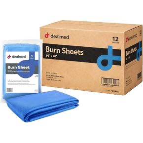 Dealmed Burn Sheet – 60" x 90" Disposable Emergency Burn Blanket, Tear-Resistant Polypropylene, Wet or Dry Dressing for First Aid & Burn Care (Case of 12) in Kuwait