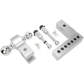 Adjustable Trailer Hitch Kit, Stainless Steel 6 Inch Drop Rise Hitch, 12500LBS Capacity Tow, Ideal for 2 Receiver Trucks, Trailers, RVs & Boats (Electroplated Silver) in Kuwait