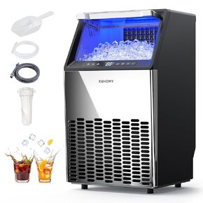 EUHOMY Commercial Ice Maker Machine,120lbs/24H Stainless Steel Under Counter Ice Machine with 33lbs Storage Bin, Freestanding Ice Maker for Home/Bar/Cafe/Restaurant(Mirror-Polished Stainless Steel) in Kuwait
