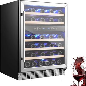 AAOBOSI Wine Fridge Cooler, 46 Bottles,24 inch Dual Zone Wine Cooler Under Counter with Safety Lock,Built-in or Freestanding Wine Refrigerators for Home,Office,Bar in Kuwait