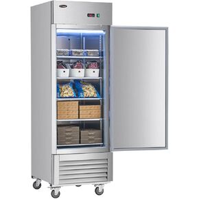 27 Inch Upright Commercial Refrigerator, Stainless Steel Single Door, 23 Cu.Ft, 3 Adjustable Shelves, Digital Temperature Control, NSF/ETL Certified, with Casters for Restaurant, Bar, Kitchen in Kuwait