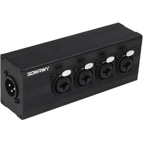 صندوق مجمع الصوت من 4 إلى 1 XLR، خلاط ميكروفون ذو 4 قنوات - يجمع السلبي بين 4 مدخلات XLR أنثى / 1/4 بوصة TRS في مخرج ذكر XLR واحد لتسجيل الاستوديو، والبث الصوتي، والصوت المباشر in Kuwait