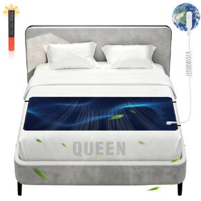 حصيرة التأريض للسرير وسادة التأريض مع سلك بطول 15 قدم من جلد البولي يوريثان موصل من ألياف الكربون لتحسين آلام النوم وتخفيف التوتر والقلق ومضادة للانزلاق وقابلة للتنفس مقاس كوين (60 * 27 بوصة) in Kuwait