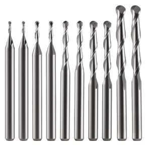 Ball Nose End Mills Set, 1/8" Shank Solid Carbide CNC Router Bits, 2 Flutes Spiral Upcut (1mm 1.5mm 2.0mm 2.5mm 3.175mm) for Engraving Milling Acrylic, Wood, Aluminum, PCB, 10Pcs in Kuwait