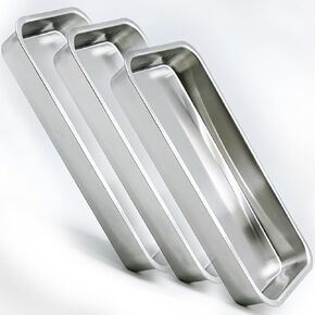 3 عبوات من صينية جراحية طبية احترافية من النوع المسطح من الفولاذ المقاوم للصدأ لطب الأسنان، صينية أدوات أدوات المختبر السميكة (8.8 بوصة * 4.5 بوصة * 0.8 بوصة / فضي) in Kuwait