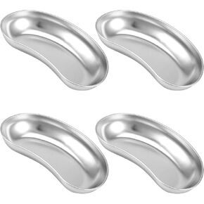 QWORK 4 Pcs 7" Stainless Steel Utility Tray, Kidney Shaped Basin, Lab Instruments Trays, Reusable Metal Kidney Dish,for Dressings, Waster in Saudi Arabia