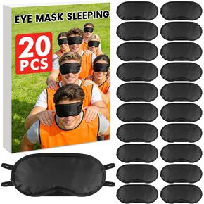 20 PCS Sleep Eye Masks Blindfolds - Light-Tight with Nose Pad & Adjustable Strap, Bulk Comfortable Breathable Party Supplies for Team Building Travel, Black Eye Cover for Women Men in Kuwait