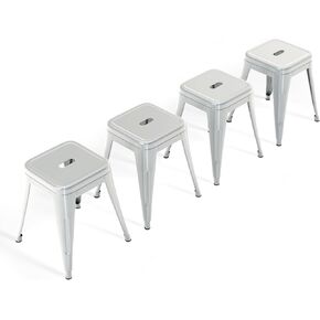 18 Inch Industrial Metal Stools Set of 4, Stackable Backless Dining Stools, Steel Chairs for Kitchen, Restaurant, Classroom, Indoor/Outdoor,Silver in Saudi Arabia